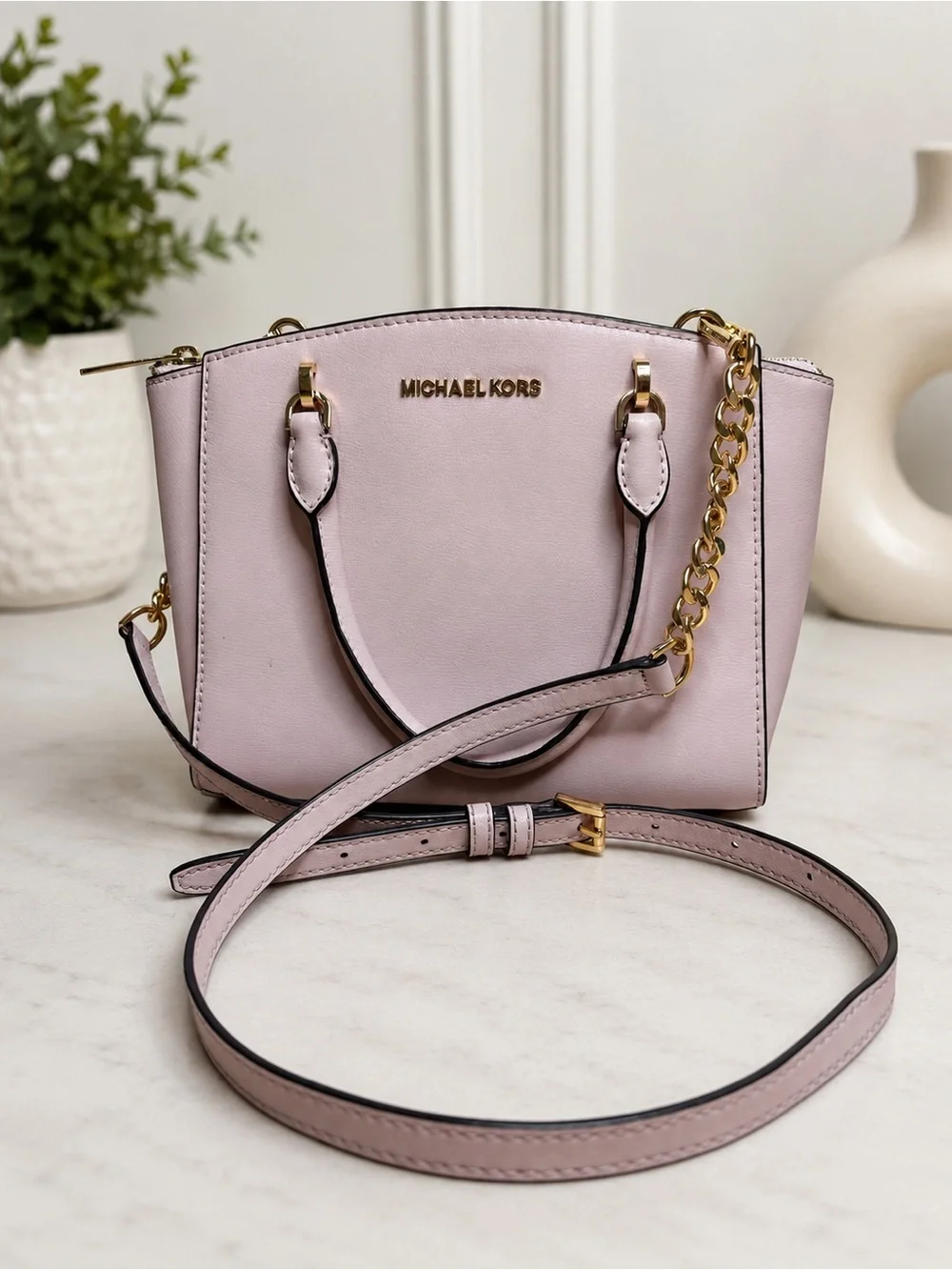 Michael Kors Ellis Small Leather Satchel Blush Pink EUC $298